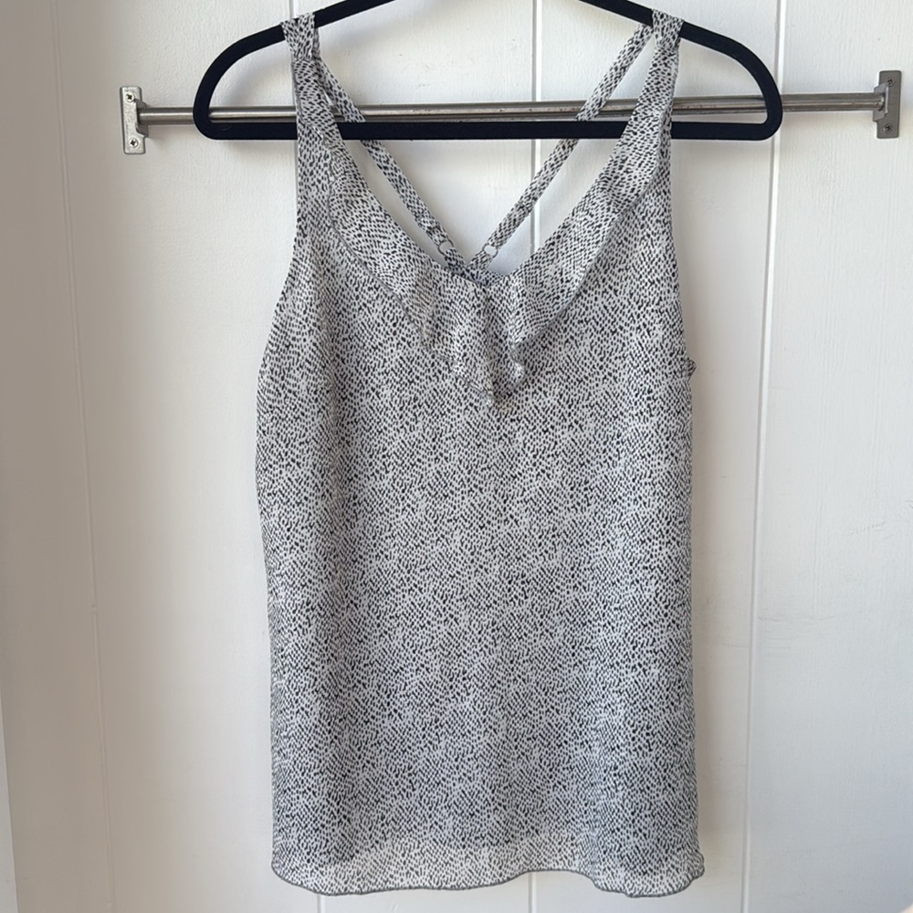 Cabi Flutter Strappy V Neck Top 5359 Black Grey Dot Cami S - Picture 3 of 10